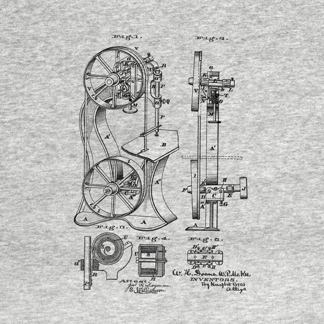 Band-Saw Machine Vintage Patent Hand Drawing by TheYoungDesigns